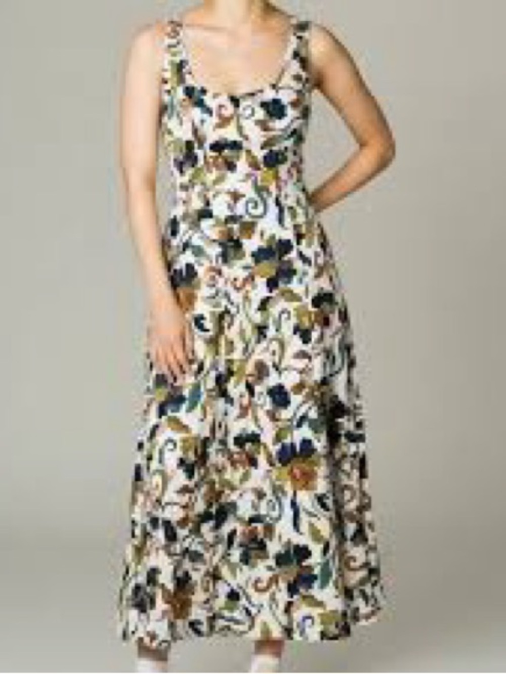 MSK White Floral Maxi Dress with Multicolor Print